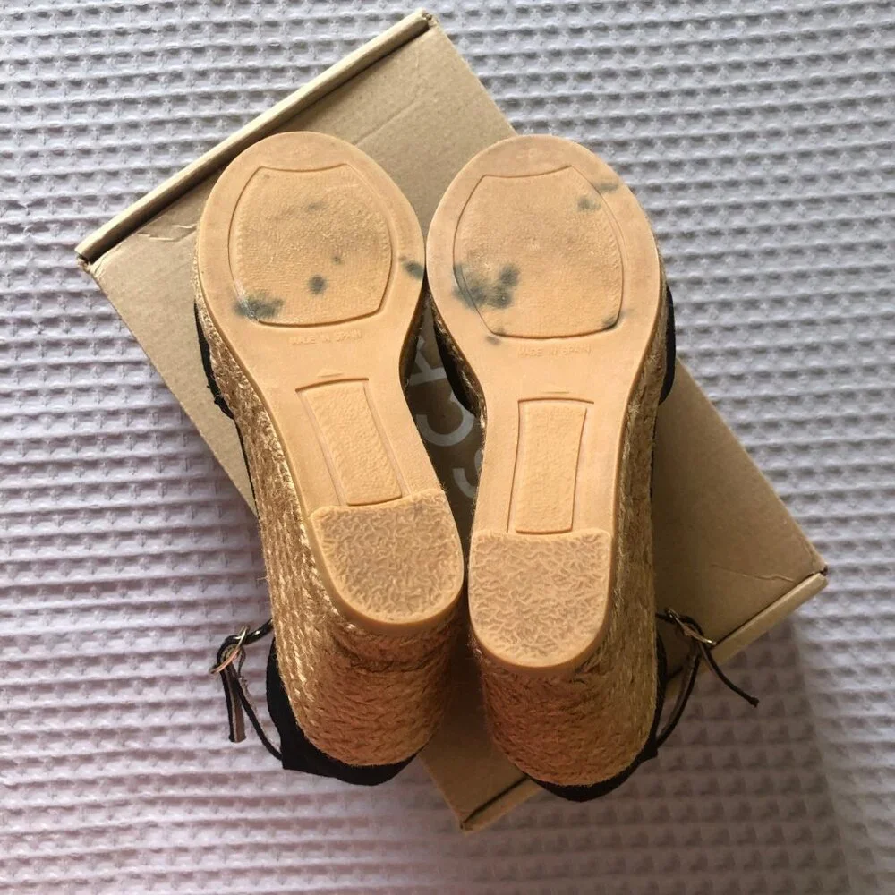 VIS A VIS Black Espadrille Wedge Sandals - Picture 7 of 13